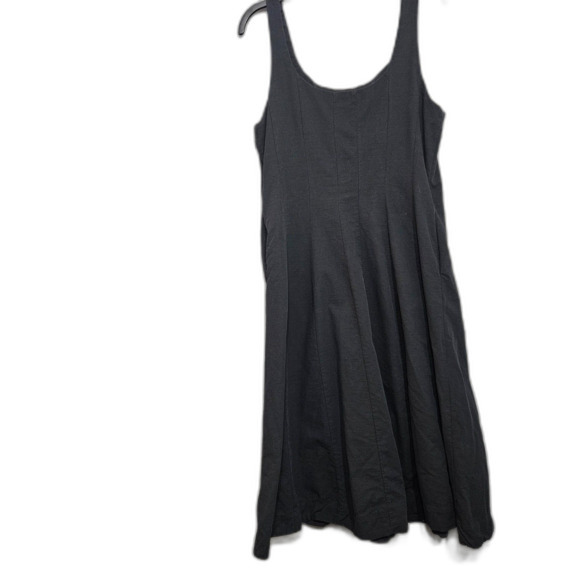 Princess Seamed Black Midi Dress Fitted Sz 14 Pockets Aged Black Goth Trad - Picture 3 of 7